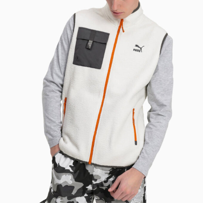 XTG Trail Fleece Vest med full glidelås og lomme &laquo;Hvit svart oransje&raquo;